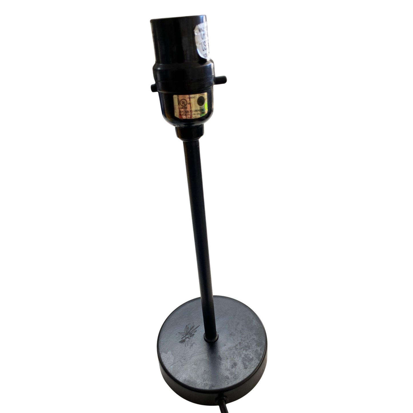 Black Metal Table Lamp Base With Corded Plug & E26 Socket.