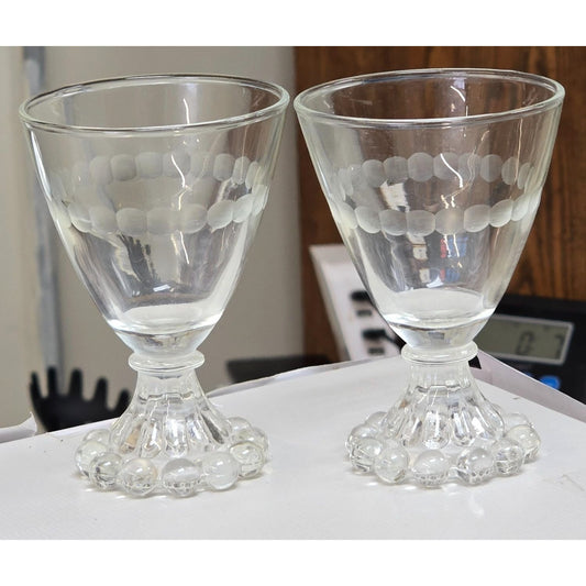 Anchor Hocking Berwick Boopie Etched Glass Pair Vtg
