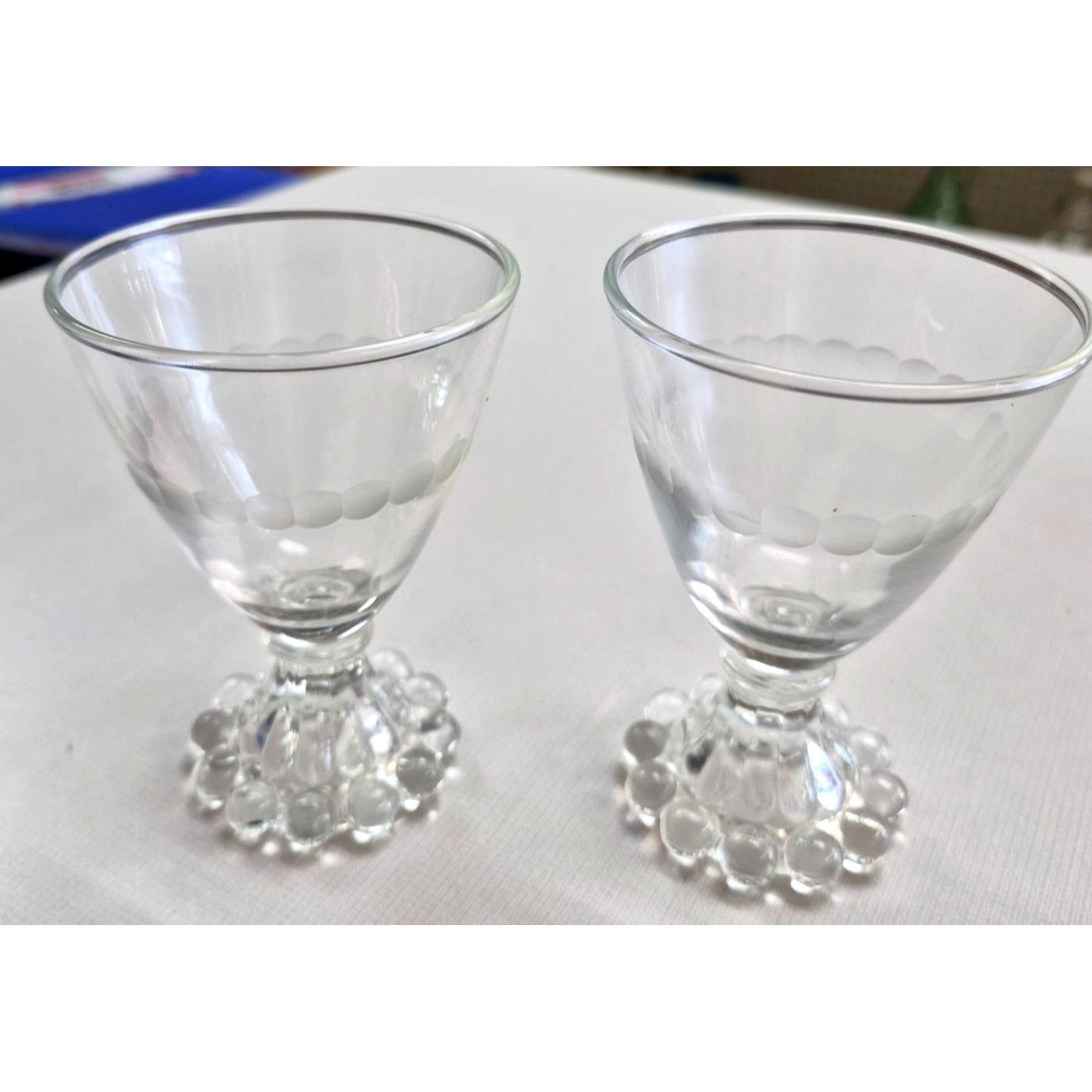 Anchor Hocking Berwick Boopie Etched Glass Pair Vtg