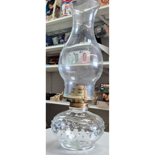 Vintage Clear Glass Oil Lamp Hobnail Base Lamplight Farms Burner