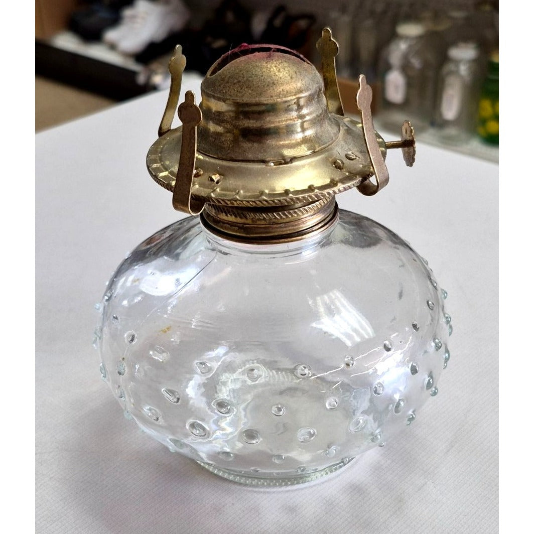 Vintage Clear Glass Oil Lamp Hobnail Base Lamplight Farms Burner