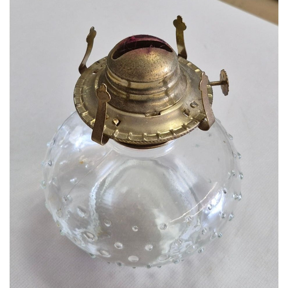 Vintage Clear Glass Oil Lamp Hobnail Base Lamplight Farms Burner