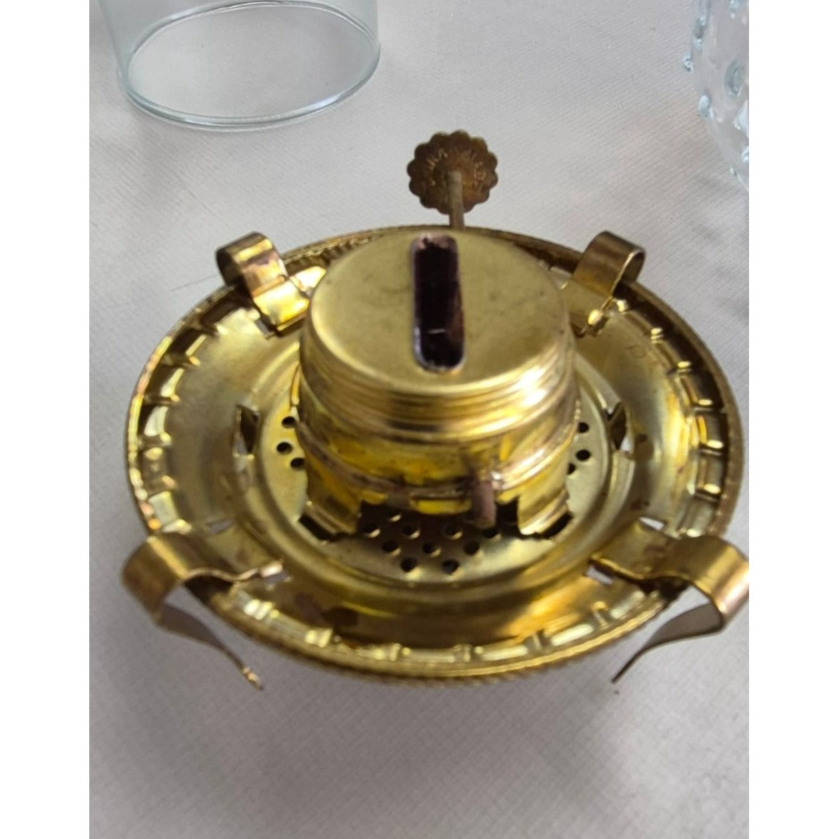 Vintage Clear Glass Oil Lamp Hobnail Base Lamplight Farms Burner