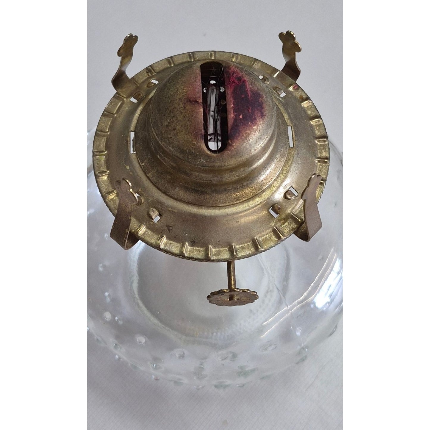 Vintage Clear Glass Oil Lamp Hobnail Base Lamplight Farms Burner