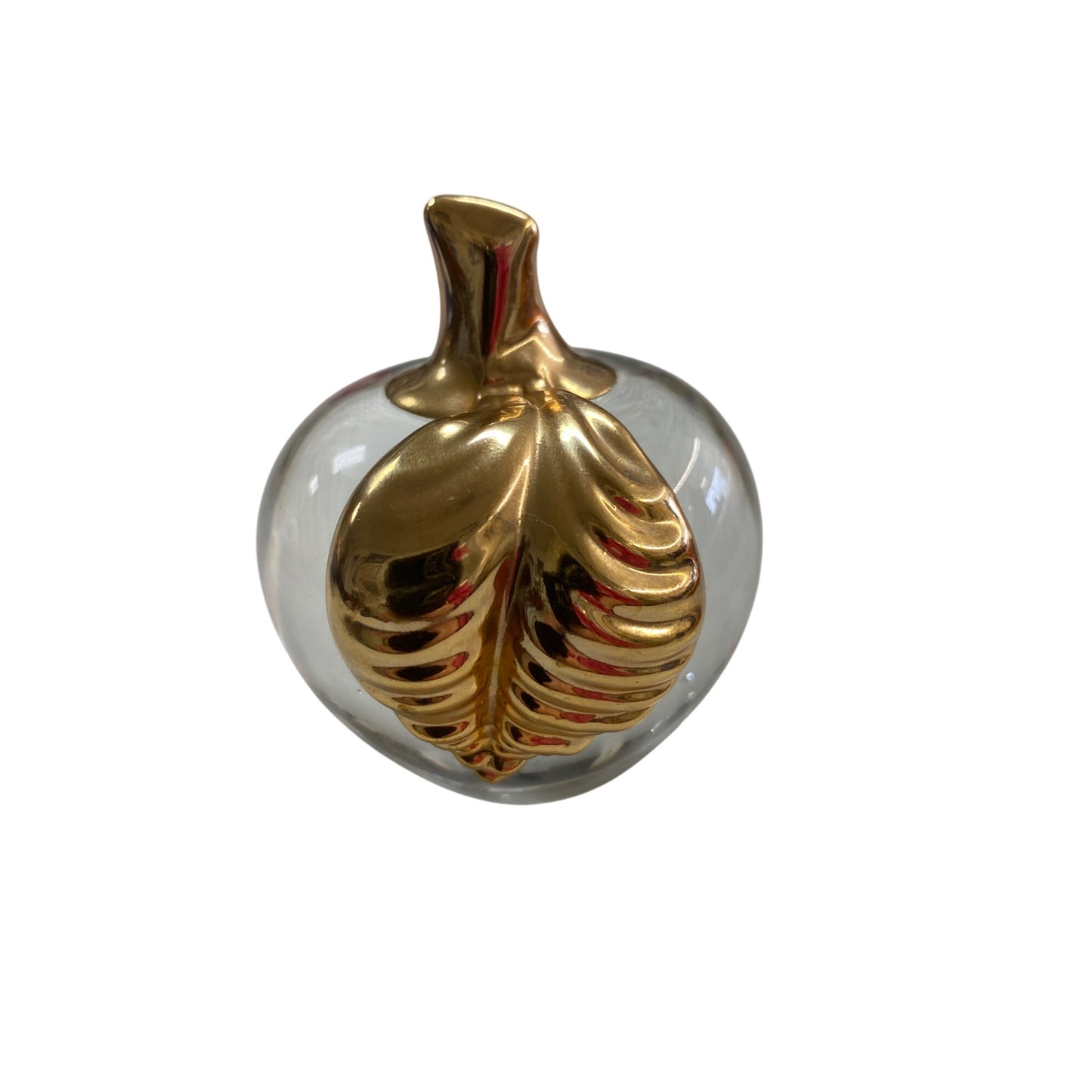 Gold & Clear Glass Apple Paperweight