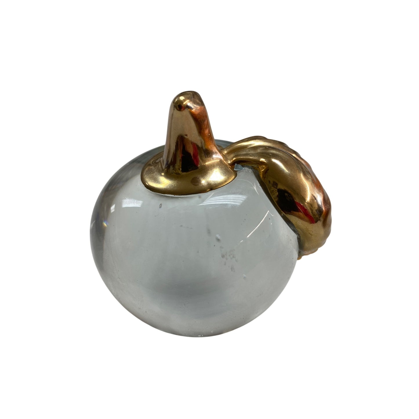 Gold & Clear Glass Apple Paperweight
