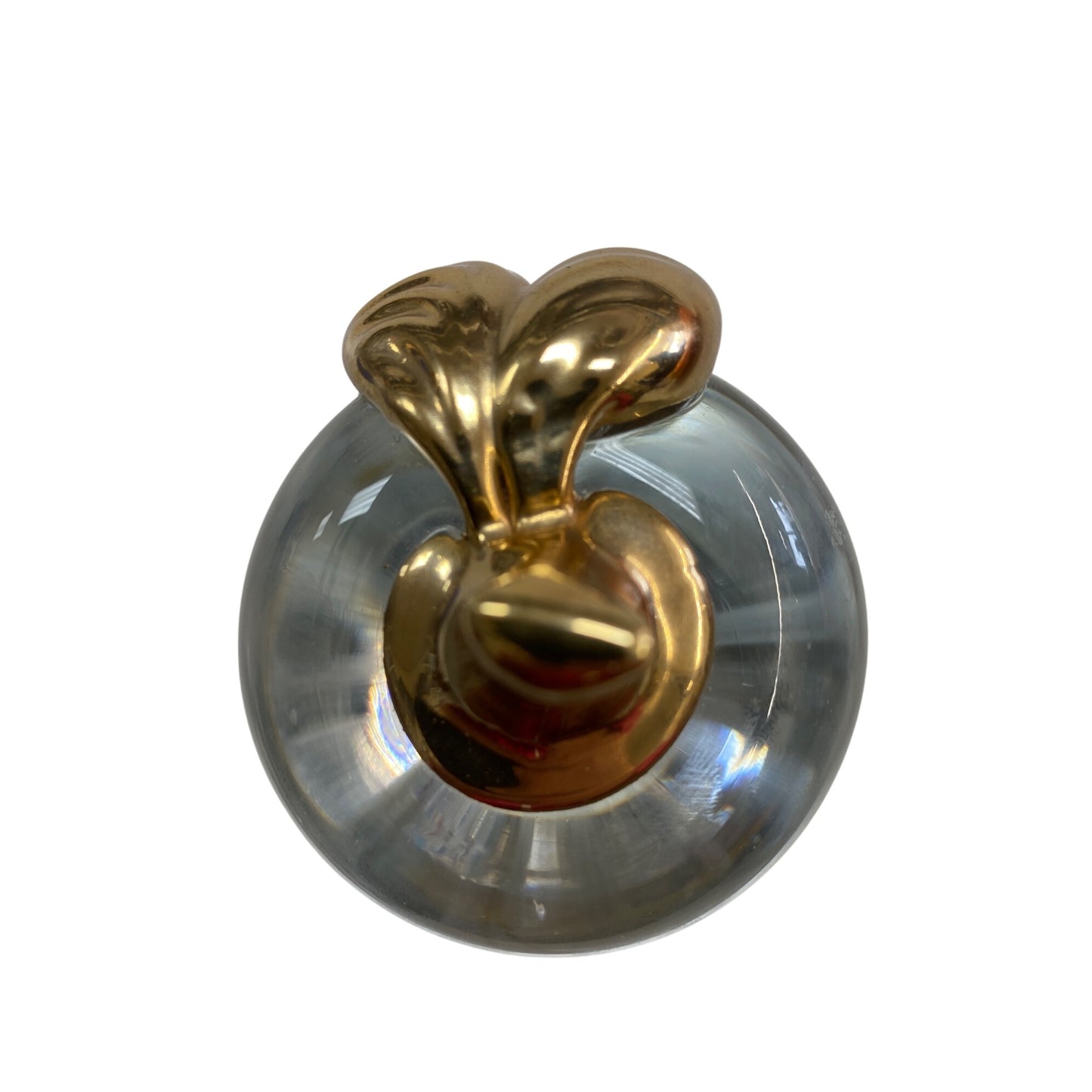 Gold & Clear Glass Apple Paperweight