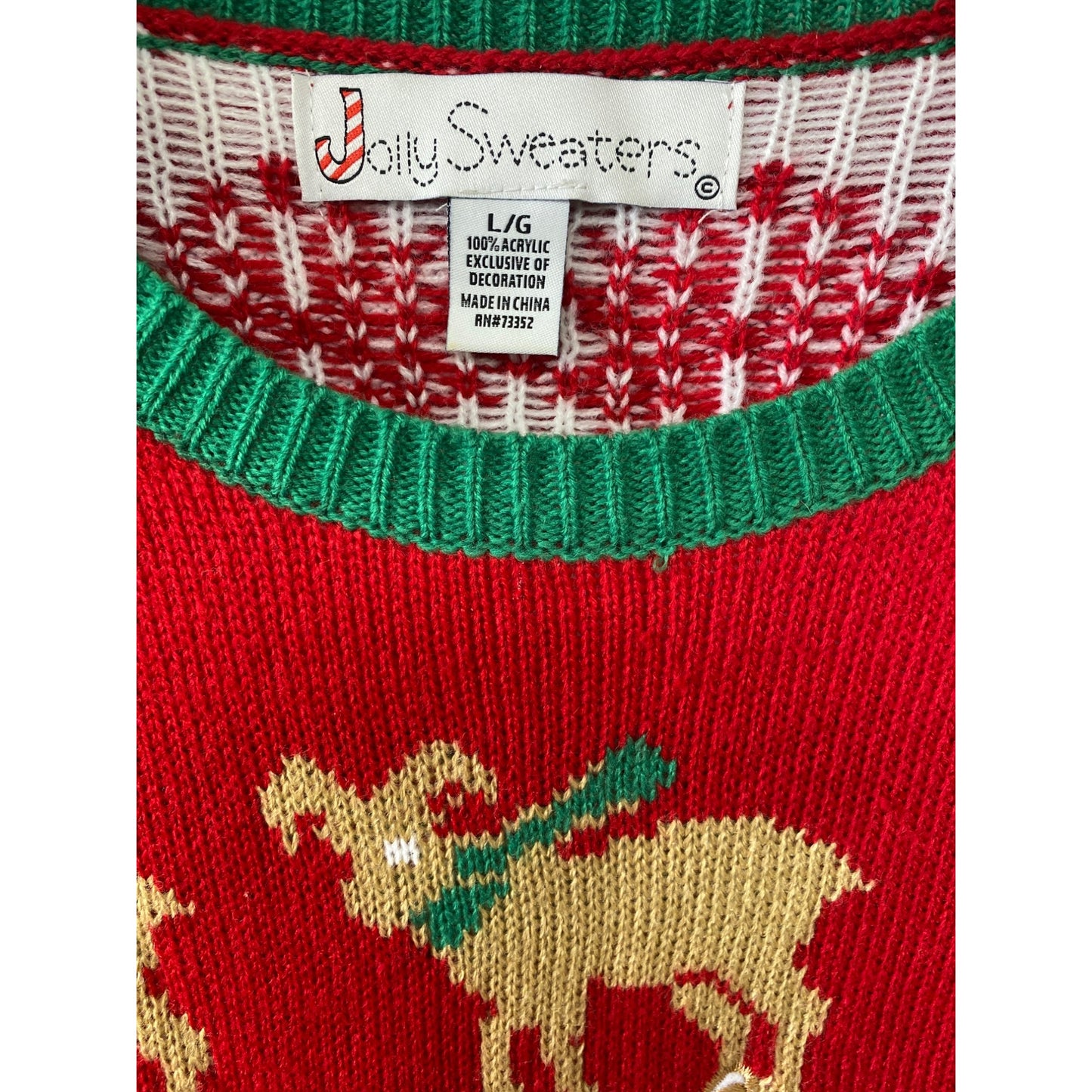 Jolly Sweaters Ugly Christmas Sweater L Red Goats & Snowflakes Design