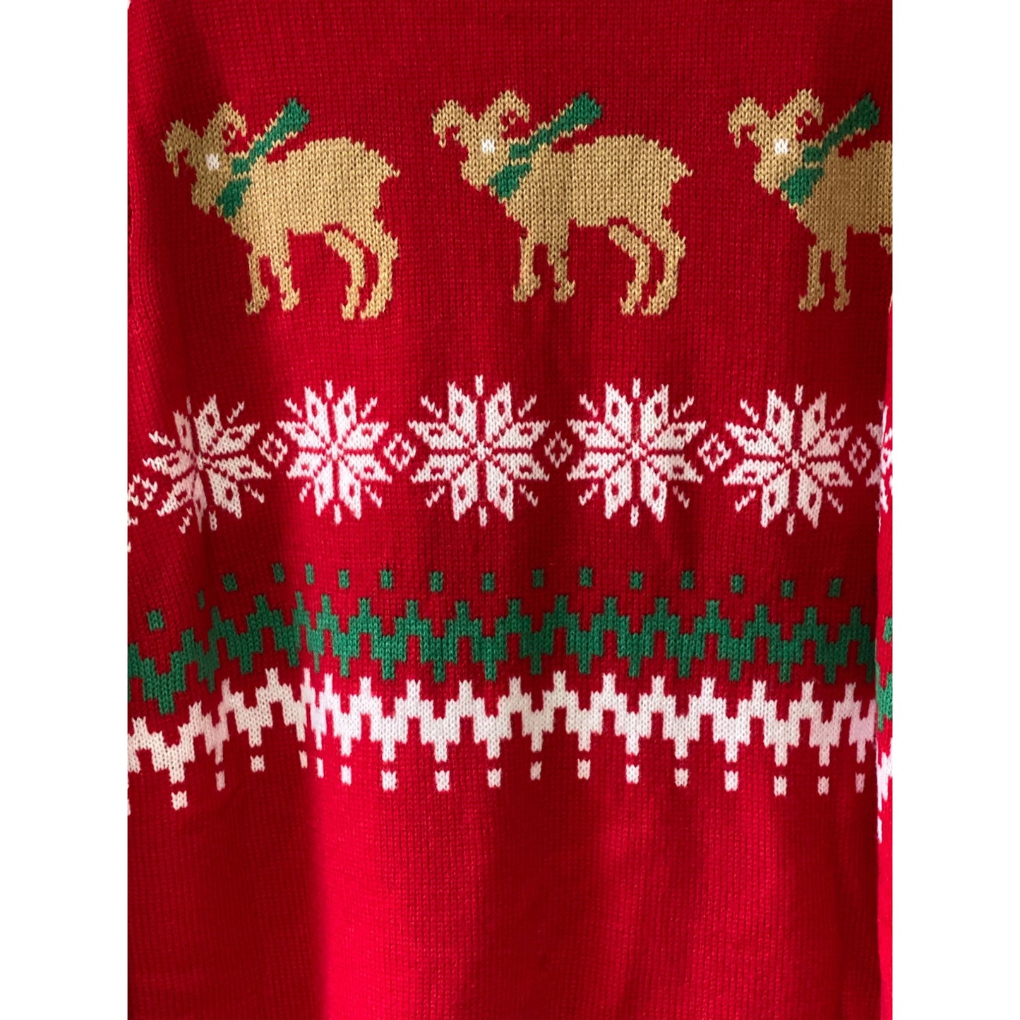 Jolly Sweaters Ugly Christmas Sweater L Red Goats & Snowflakes Design