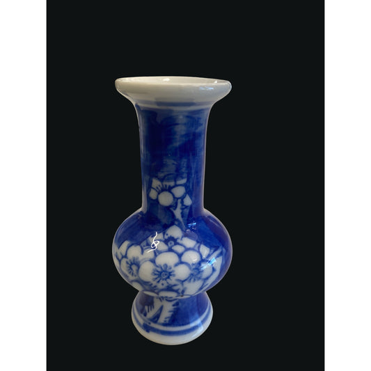 Miniature Blue & White Floral Ceramic Vase