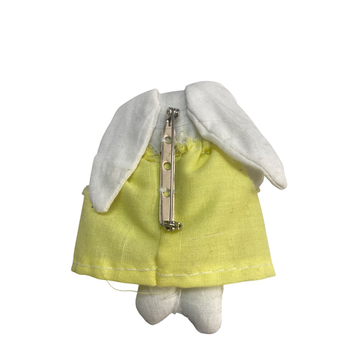 Handmade White Bunny Brooch With Yellow Dress & Heart Accents