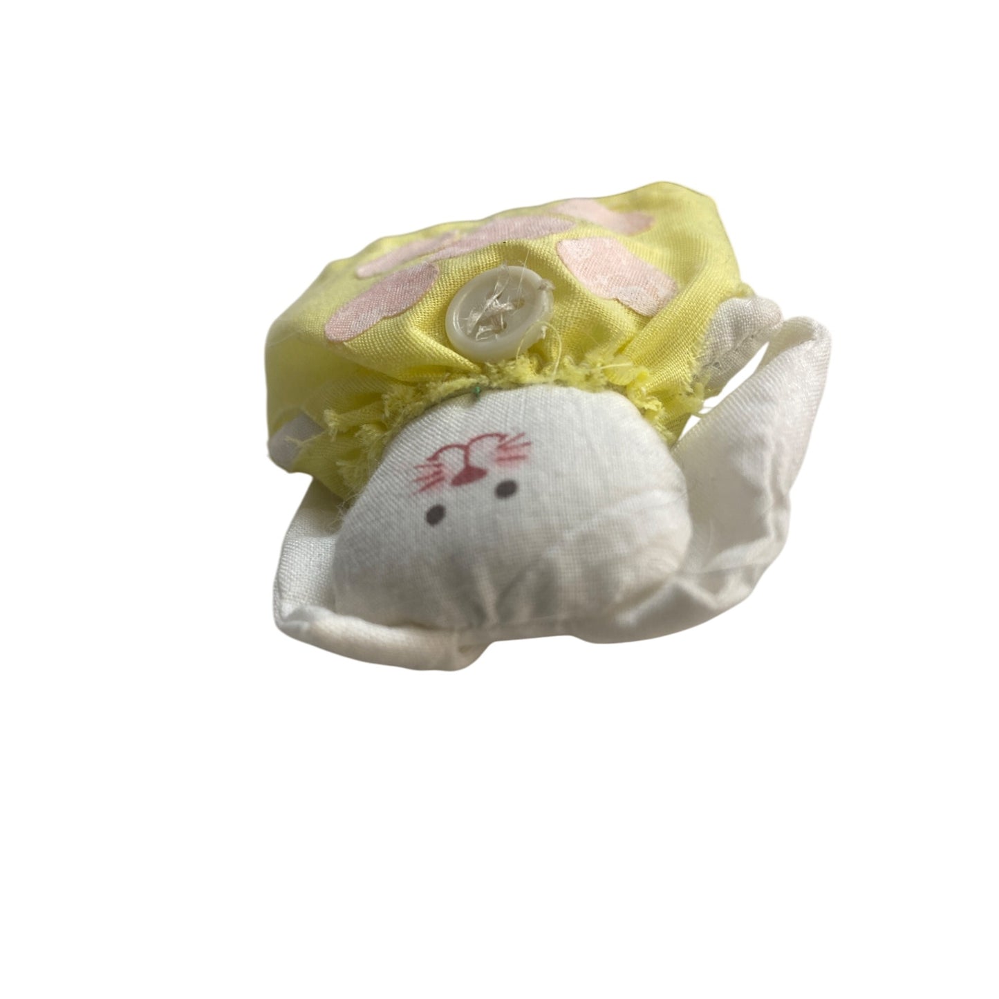 Handmade White Bunny Brooch With Yellow Dress & Heart Accents