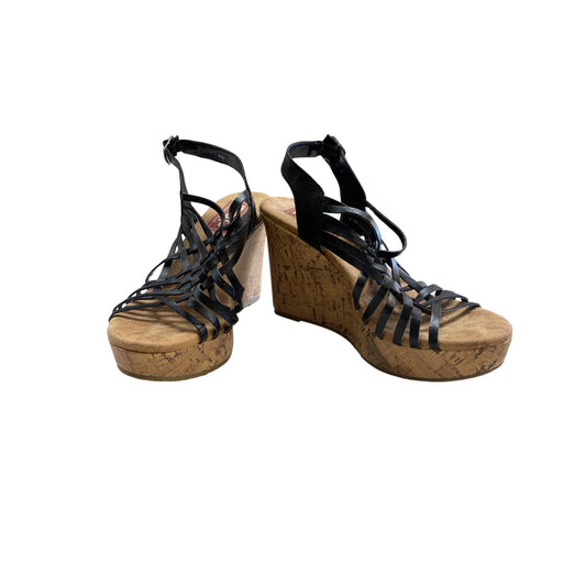 Pop Memory Foam Black Wedge Sandals 8M