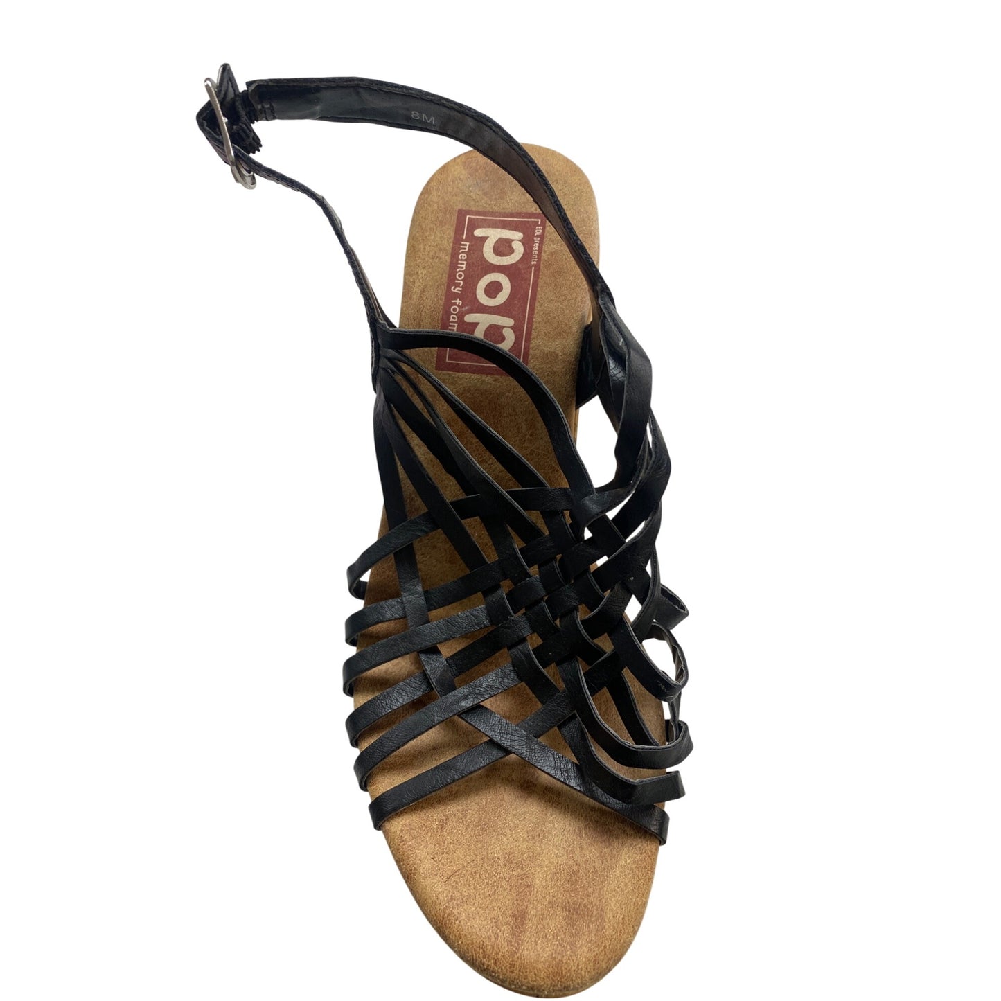 Pop Memory Foam Black Wedge Sandals 8M