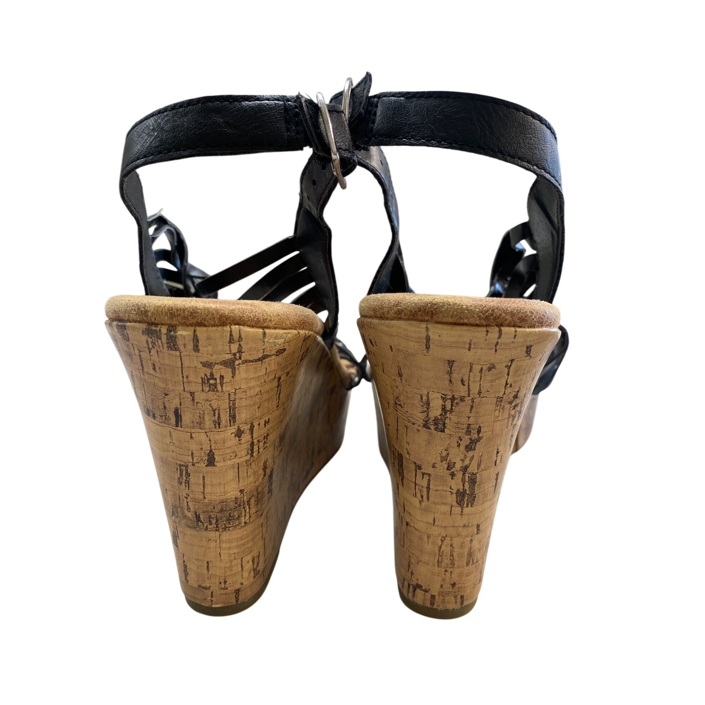 Pop Memory Foam Black Wedge Sandals 8M