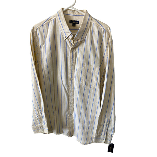 Club Room Mens XL Yellow & Blue Striped Long Sleeve Button-Up Shirt