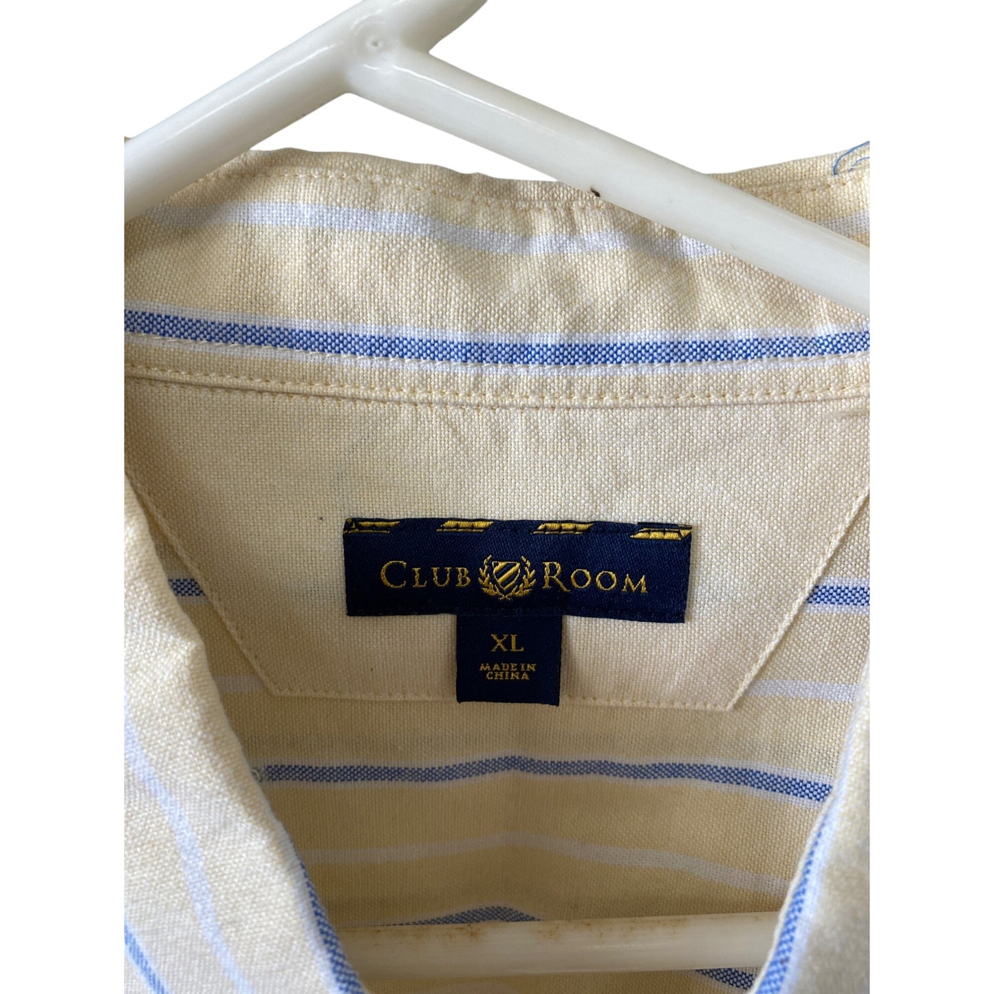 Club Room Mens XL Yellow & Blue Striped Long Sleeve Button-Up Shirt