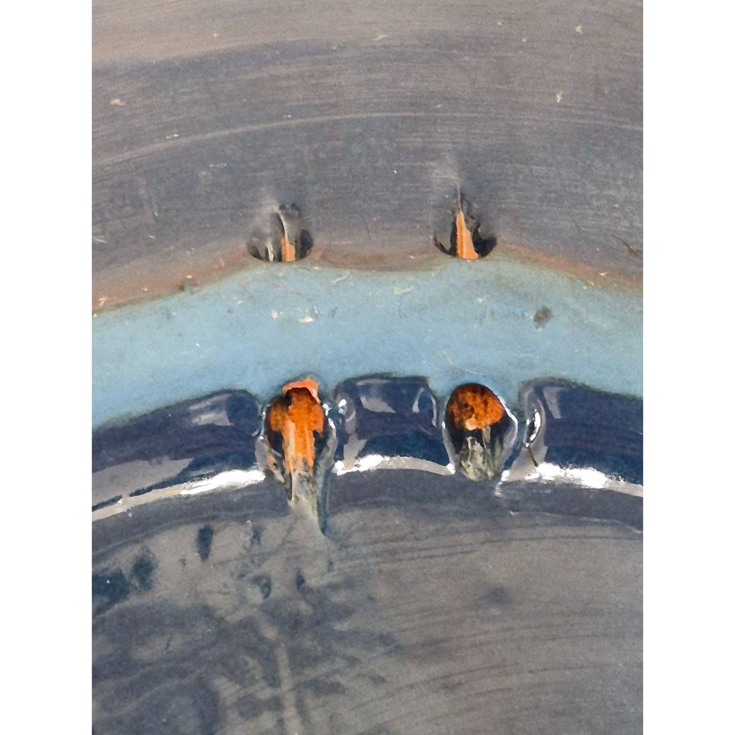 Navy Cut Out Floral Plate 12" Wall Hanger Display Shallow Bowl Dish