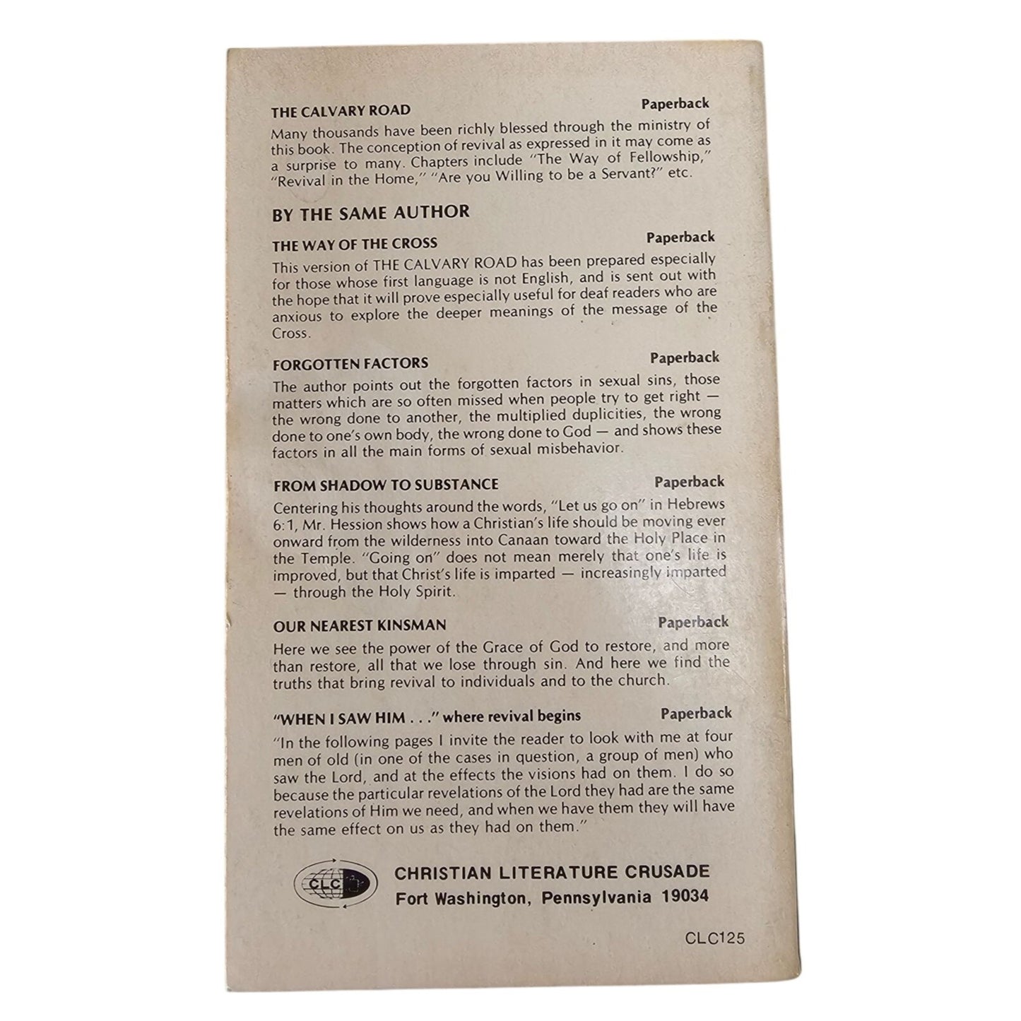 The Calvary Road By Roy Hession Paperback Christian Literature Crusade 1950