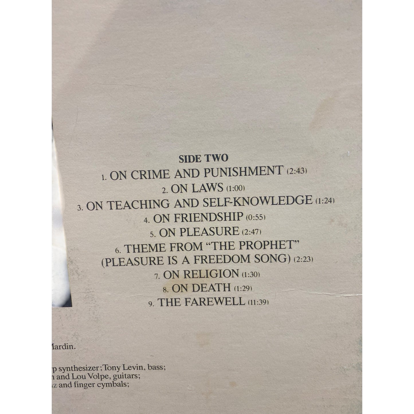 The Prophet Kahlil Gibran Richard Harris Vinyl LP 1974 Arif Mardin Atlantic Records Stereo 2 Sides