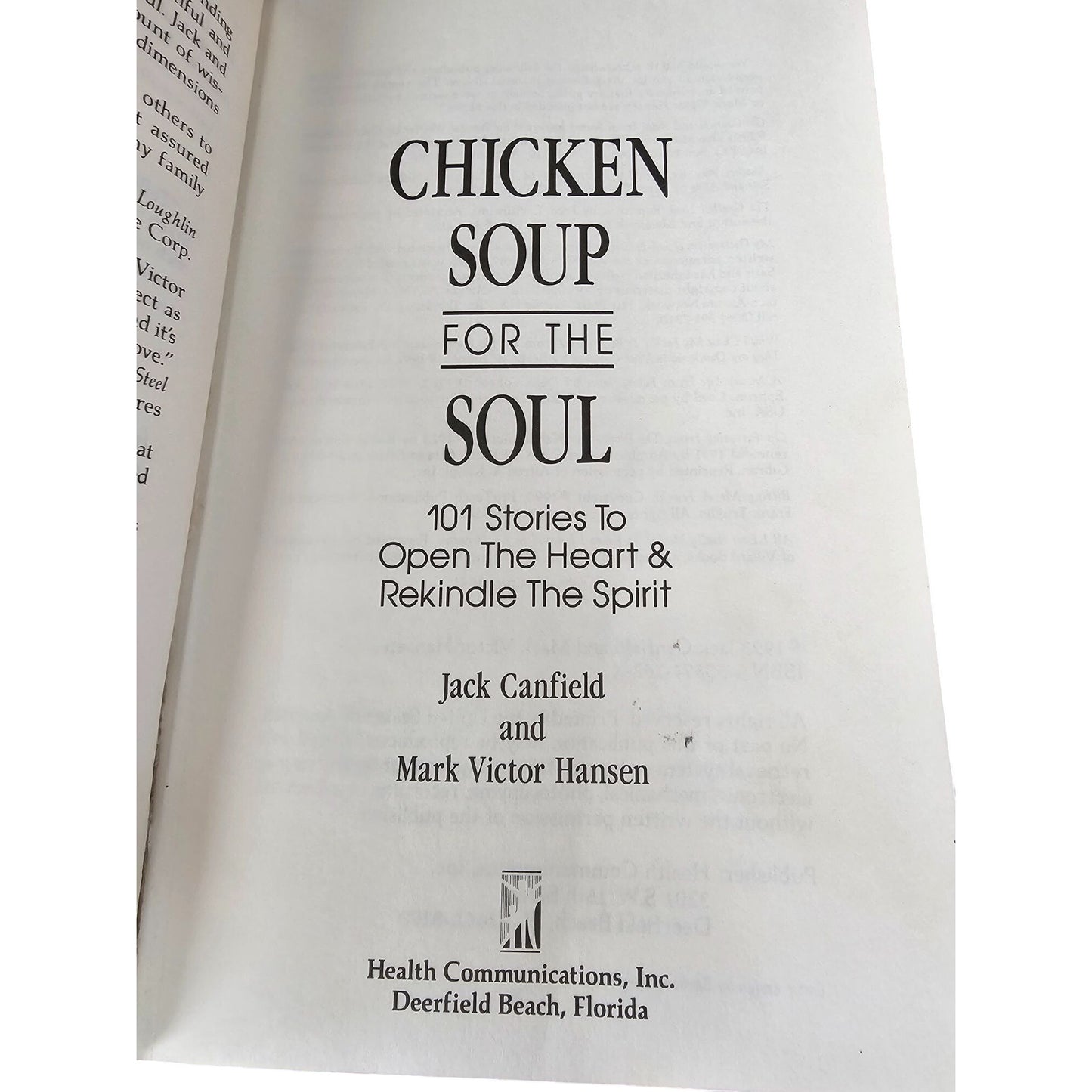 Chicken Soup For The Soul Hardcover Book By Jack Canfield & Mark Victor Hansen 1993 Edition