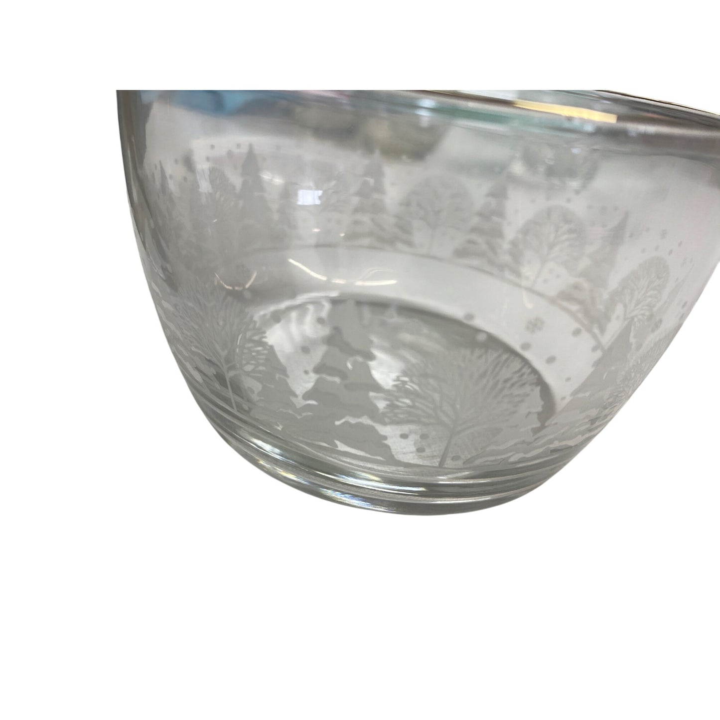 Vintage Glass Bowl Gold Rim & Winter Scene