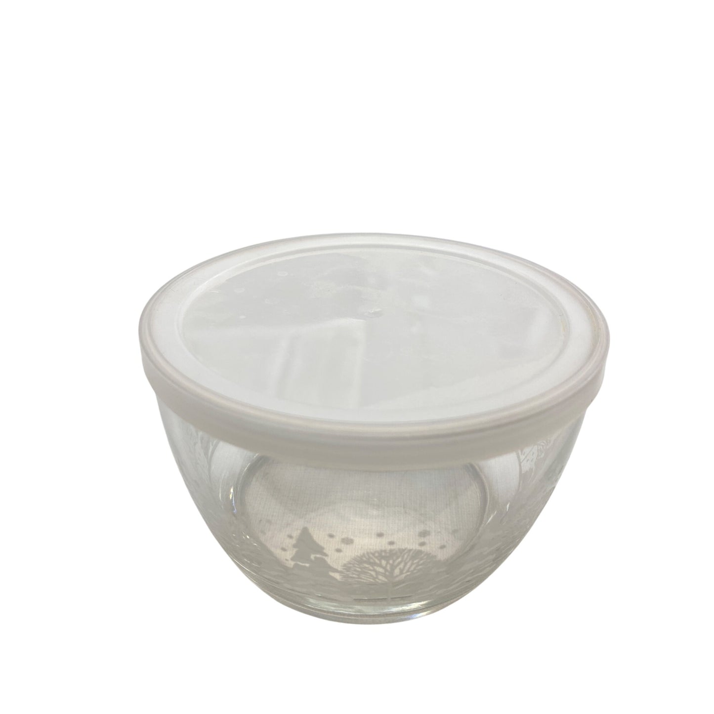 Vintage Glass Bowl Gold Rim & Winter Scene