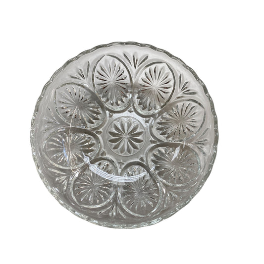 Vintage Clear Cut Glass Fruit Bowl