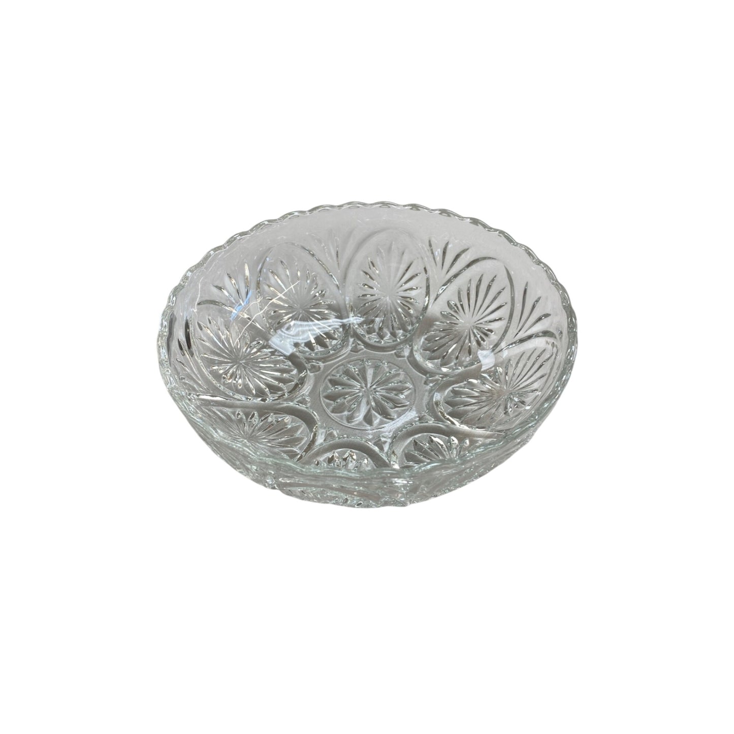 Vintage Clear Cut Glass Fruit Bowl