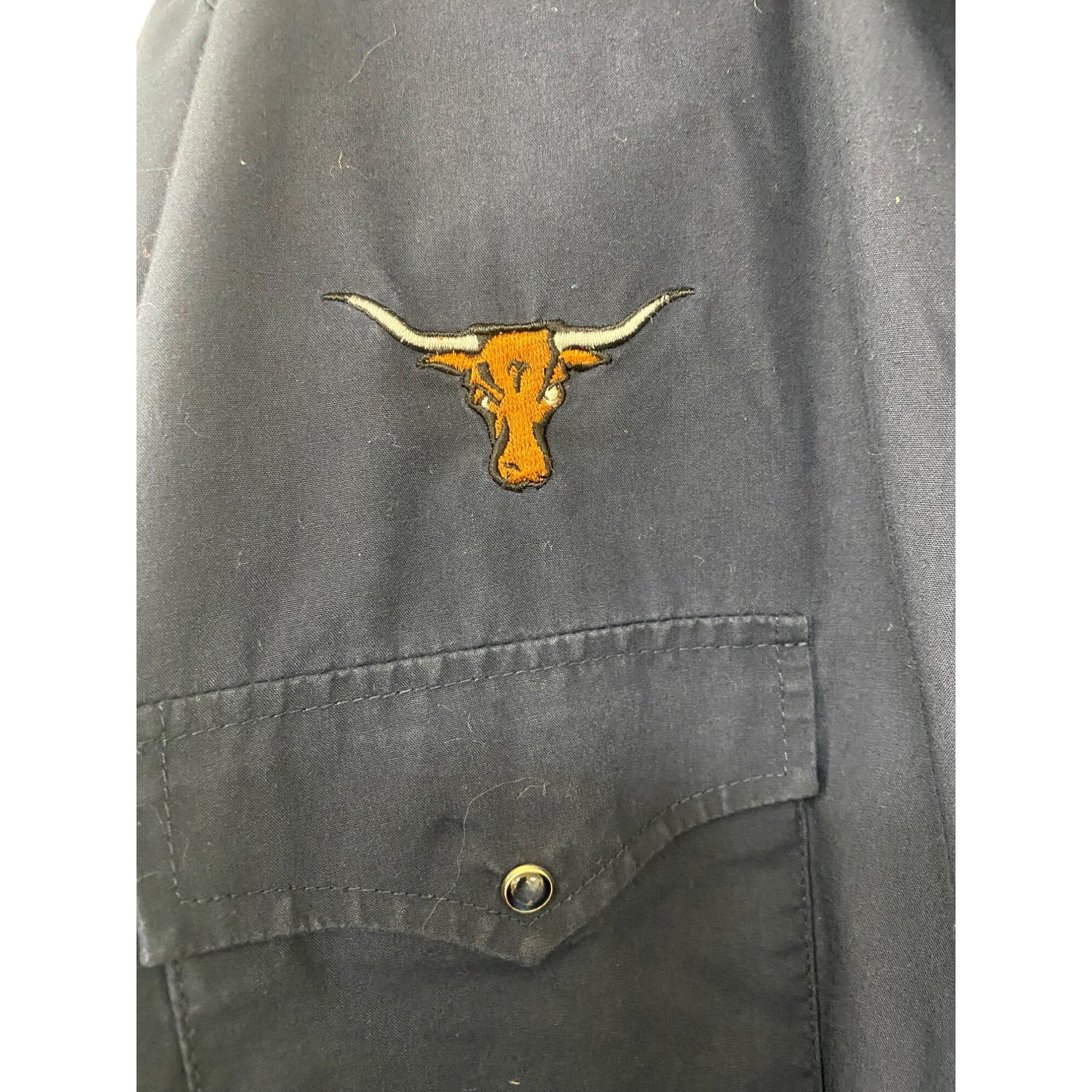 Roundem Western Gear Mens Navy Long Sleeve Button-Down Shirt XL