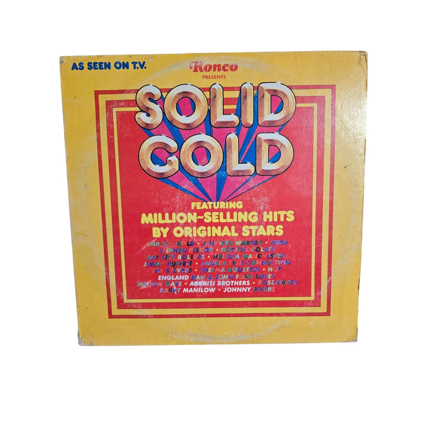 Vintage 1977 Solid Gold Vinyl Ronco Record Compilation With Million Selling Hits & Record Vacuum