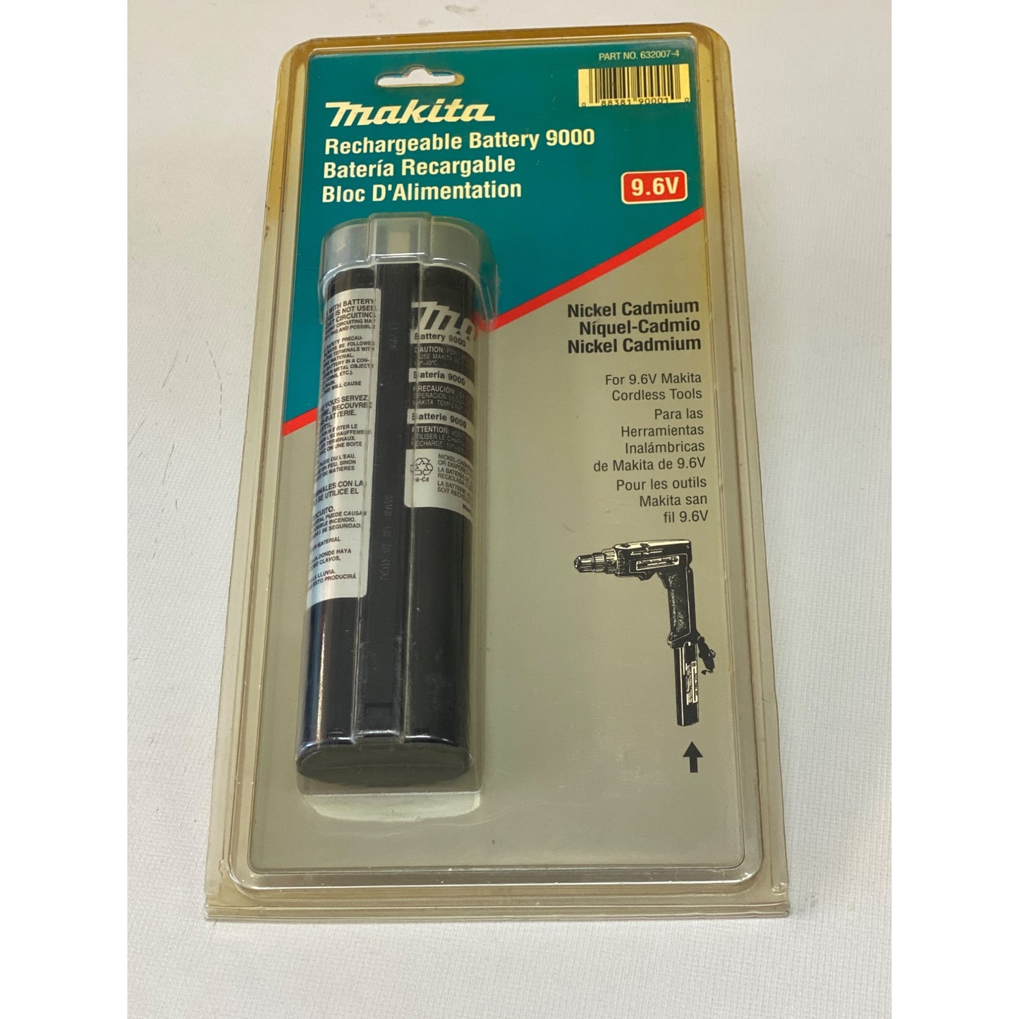 Makita Rechargeable Battery 9000 Ni-Cd 9.6VDC For Cordless Tools