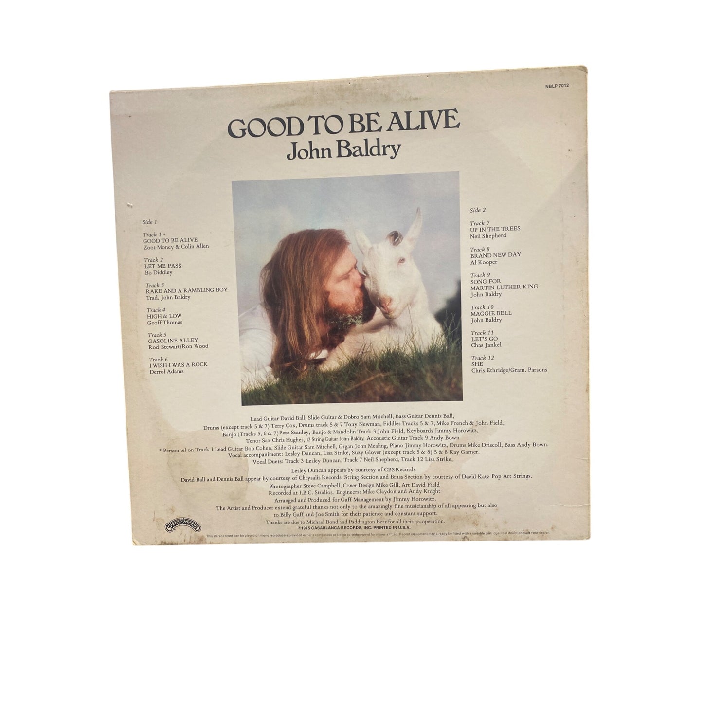 Good To Be Alive John Baldry Vinyl LP Record Casablanca