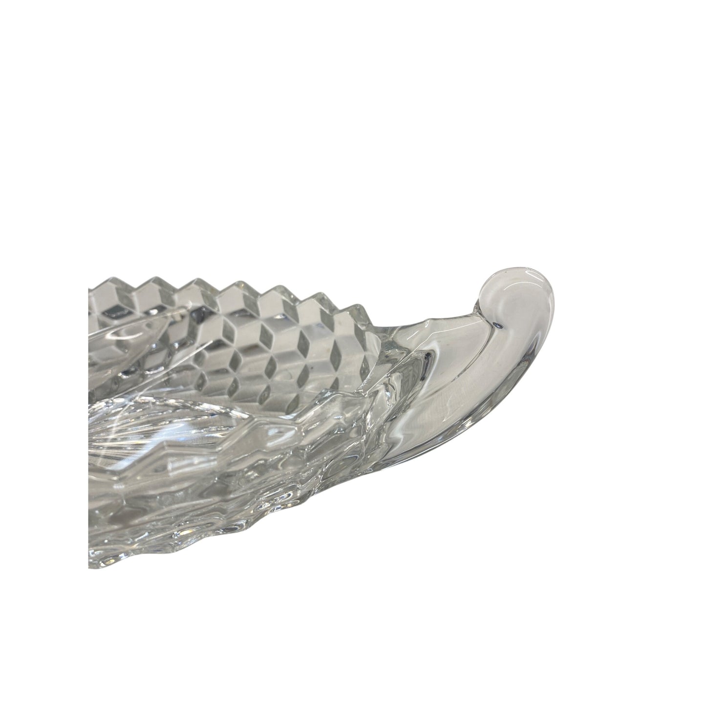 Vintage Clear Glass Divided Relish Dish With Handles Oval Shape 12-Inch Intricate Pattern Elegant Serveware For Dining & Entertaining