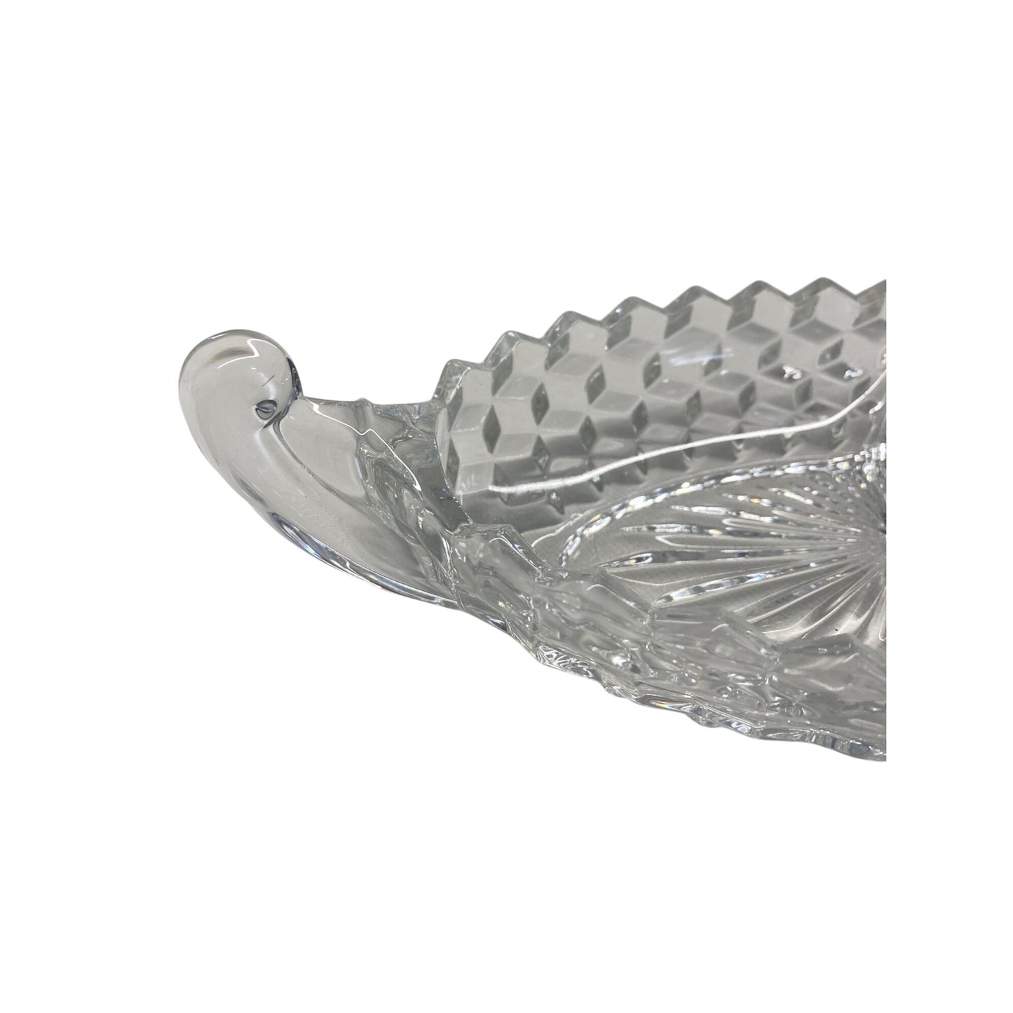 Vintage Clear Glass Divided Relish Dish With Handles Oval Shape 12-Inch Intricate Pattern Elegant Serveware For Dining & Entertaining