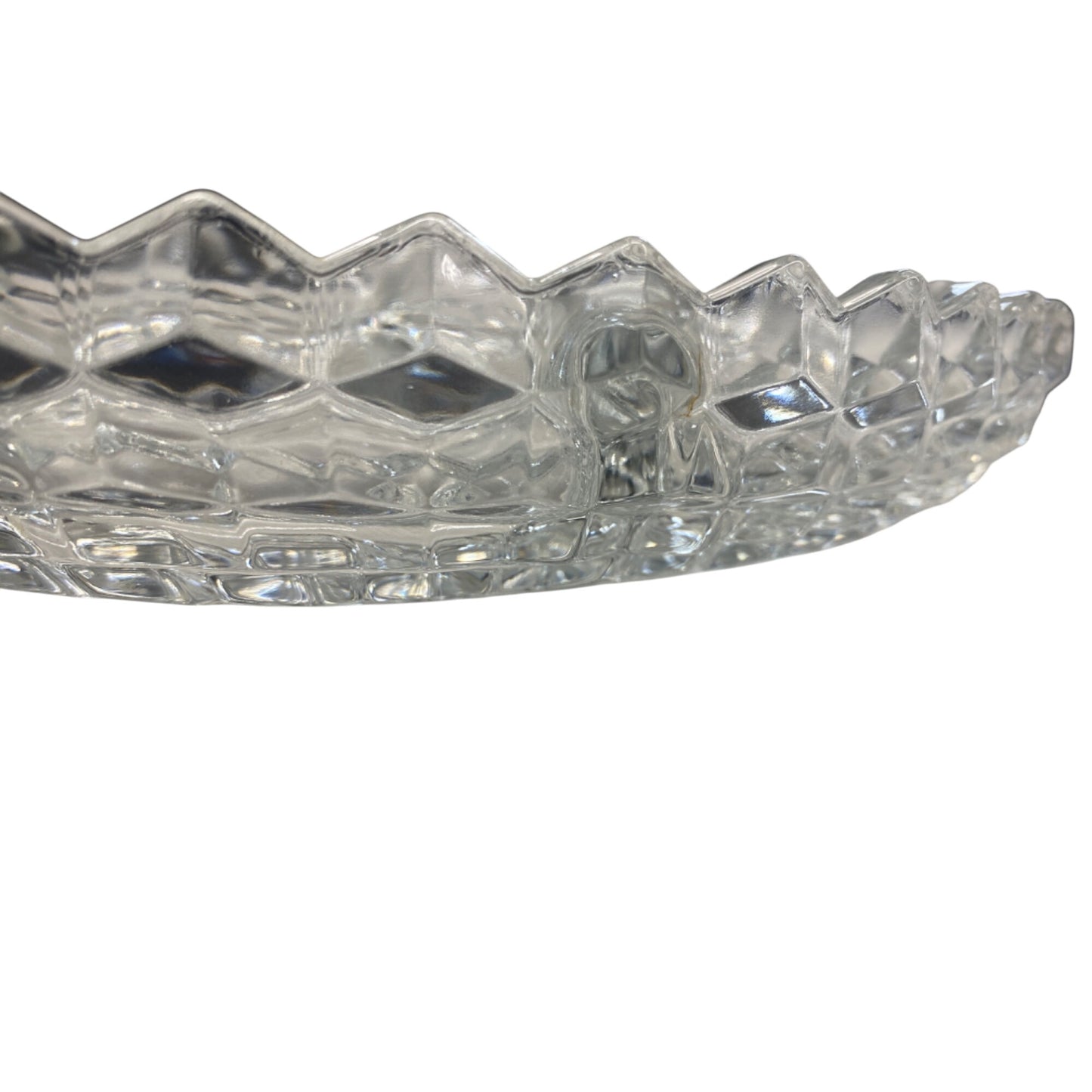 Vintage Clear Glass Divided Relish Dish With Handles Oval Shape 12-Inch Intricate Pattern Elegant Serveware For Dining & Entertaining