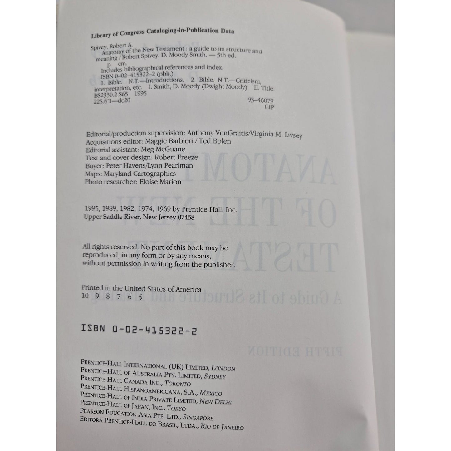 Anatomy Of The New Testament Fifth Edition Paperback By Robert A. Spivey & D. Moody Smith