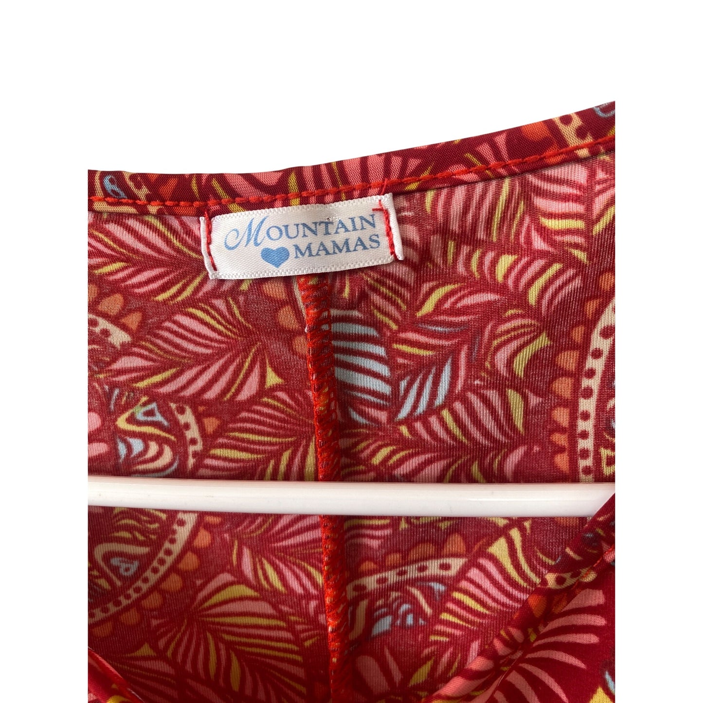 Red Cold Shoulder Dress With Leaf & Circle Print By Mountain Mamas Size L