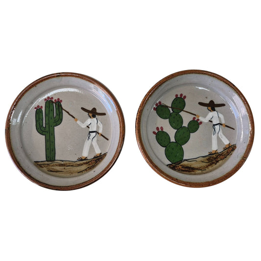 Mexican Pottery Cactus Plates - 2