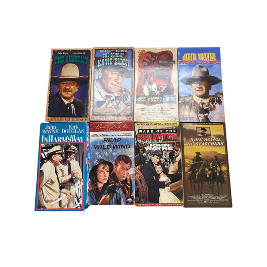 John Wayne VHS Movie Collection 8 Tapes Classic Westerns Best Of The West & More Vintage Video Lot