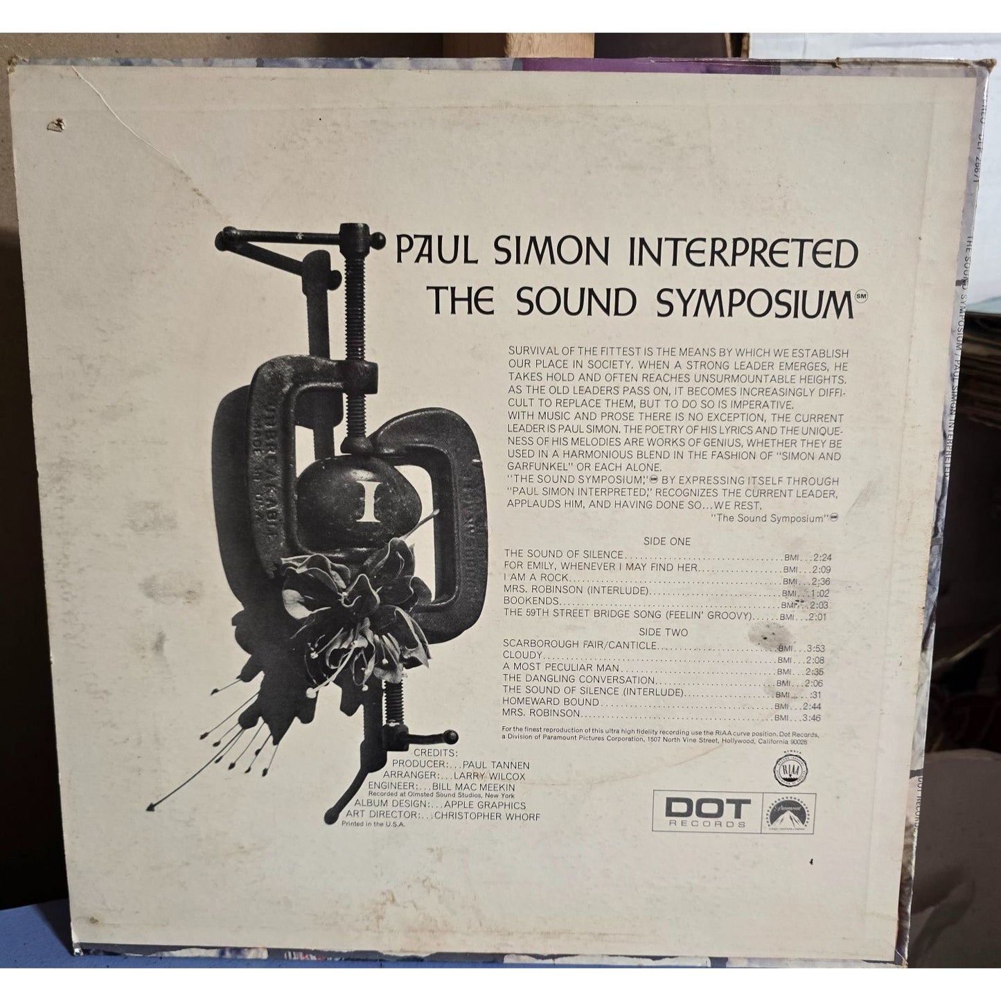 Paul Simon Interpreted The Sound Symposium Vinyl Album LP DLP 25807 DOT Records 1969