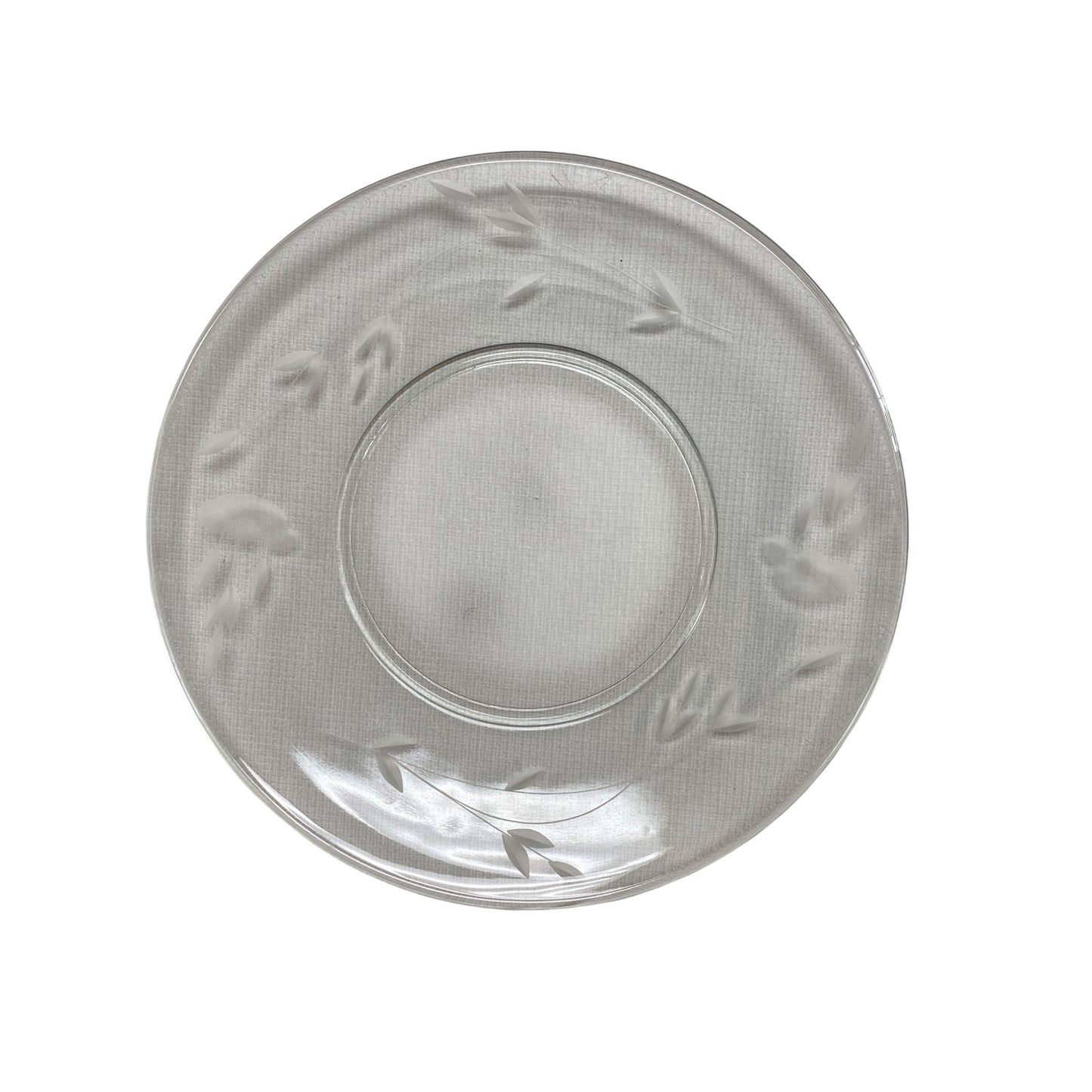 Etched Clear Glass Bowl Set W/ Plate & Shell Spoon
