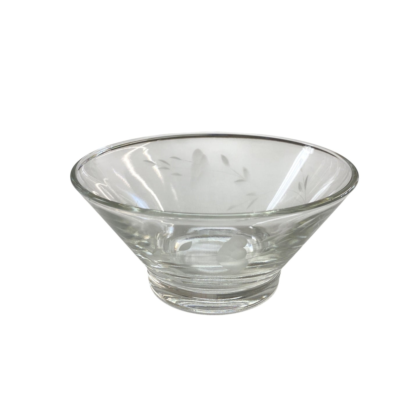 Etched Clear Glass Bowl Set W/ Plate & Shell Spoon