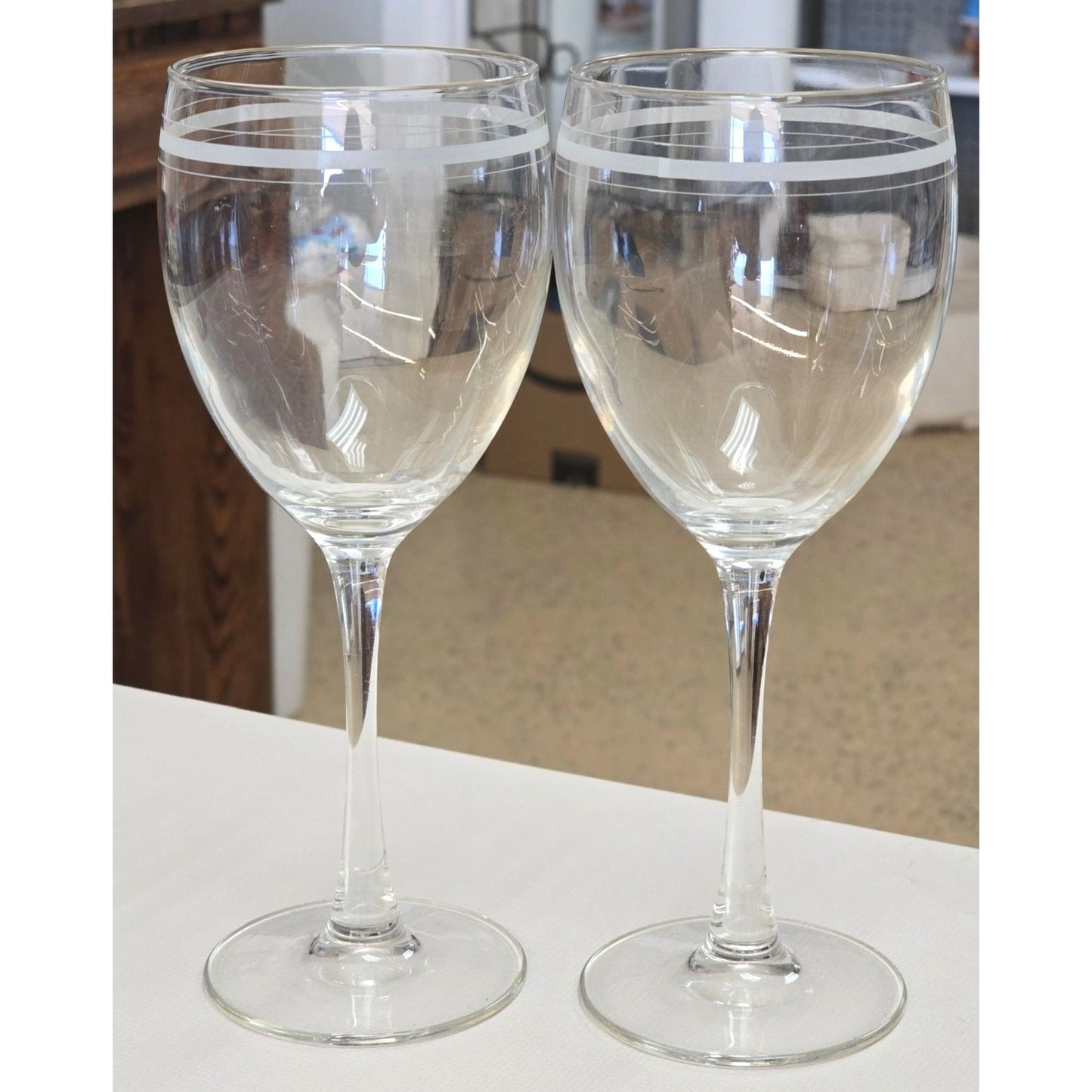 Clear Wine Glasses Set 2 White Stripe