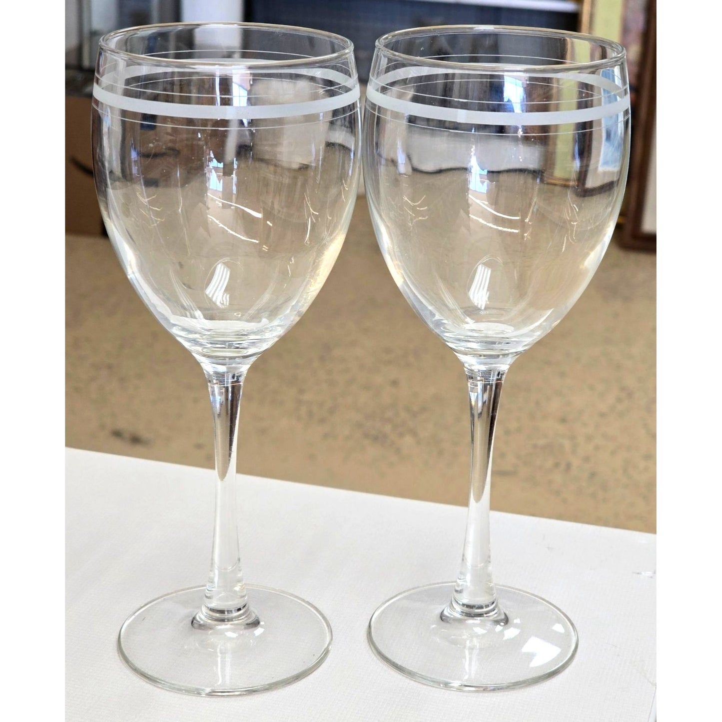 Clear Wine Glasses Set 2 White Stripe