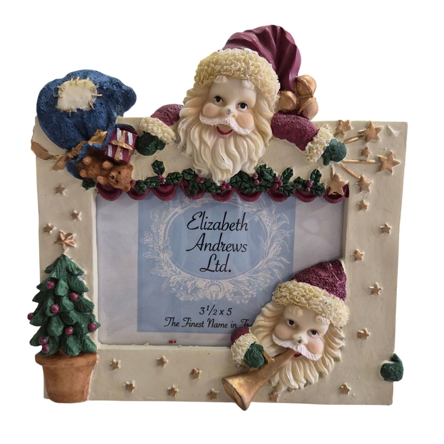 Vintage 3.5x5 Christmas 3D Picture Frame With Santa Claus