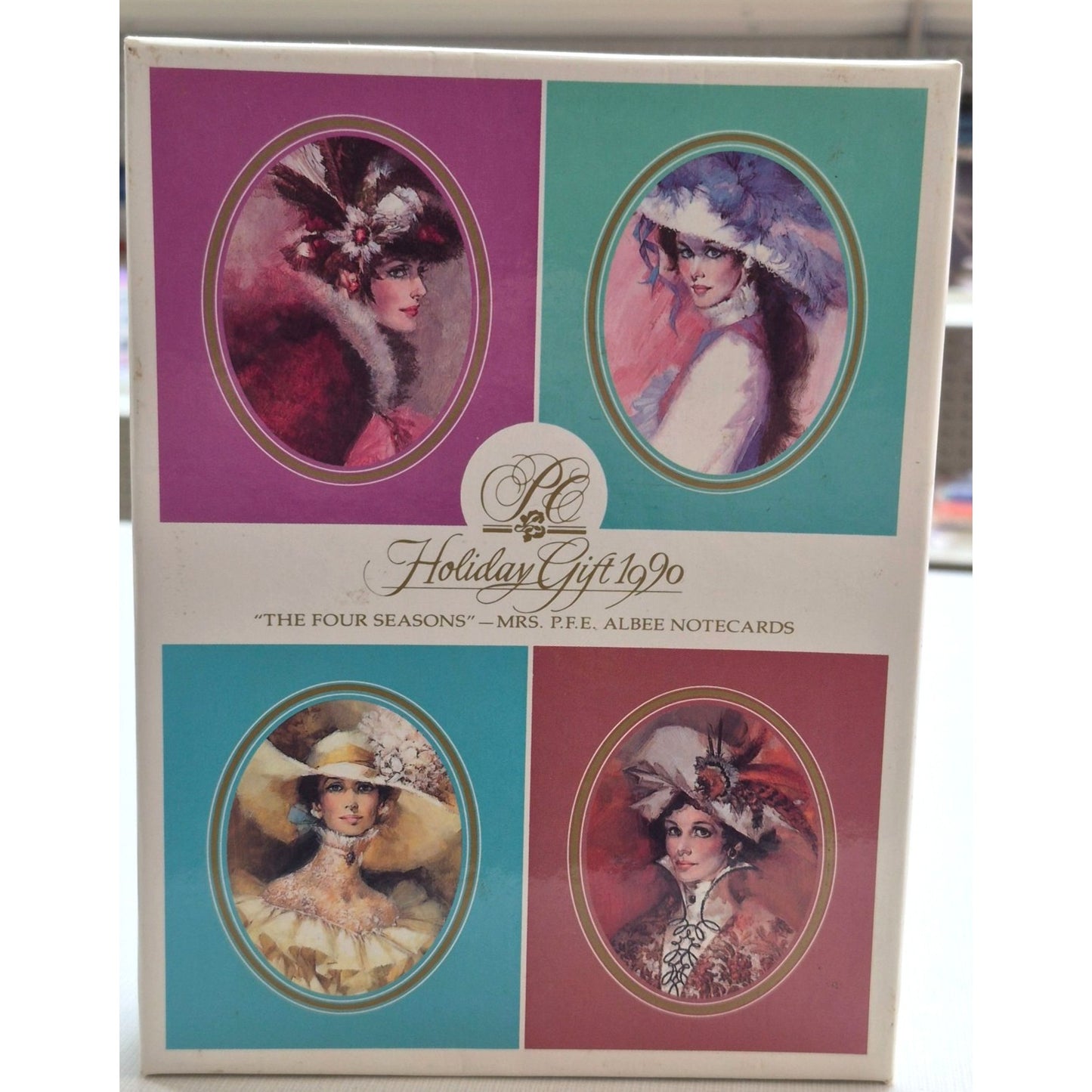 Vintage Avon 1990 "The Four Seasons" Mrs. P.F.E. Albee Notecards Set 4 Designs in Box Made in Japan