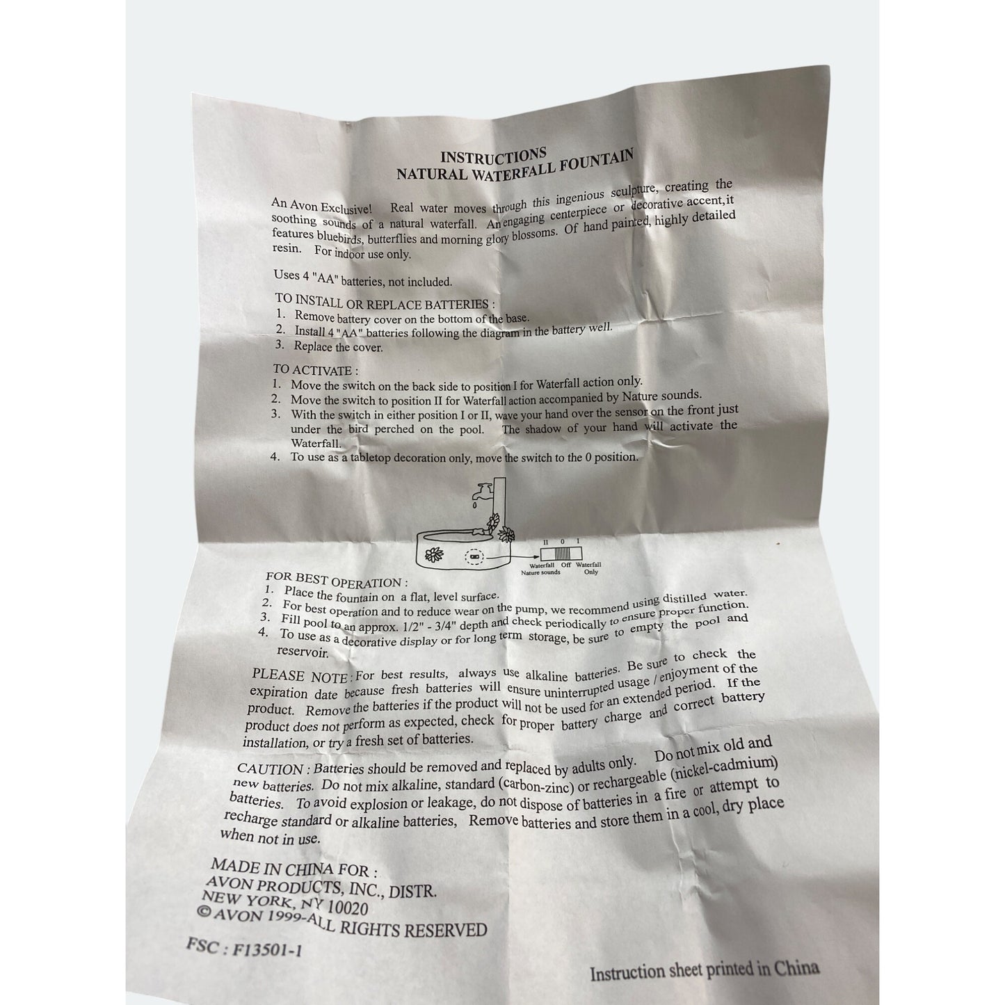 Bluebird & Butterfly- Water Fountain-