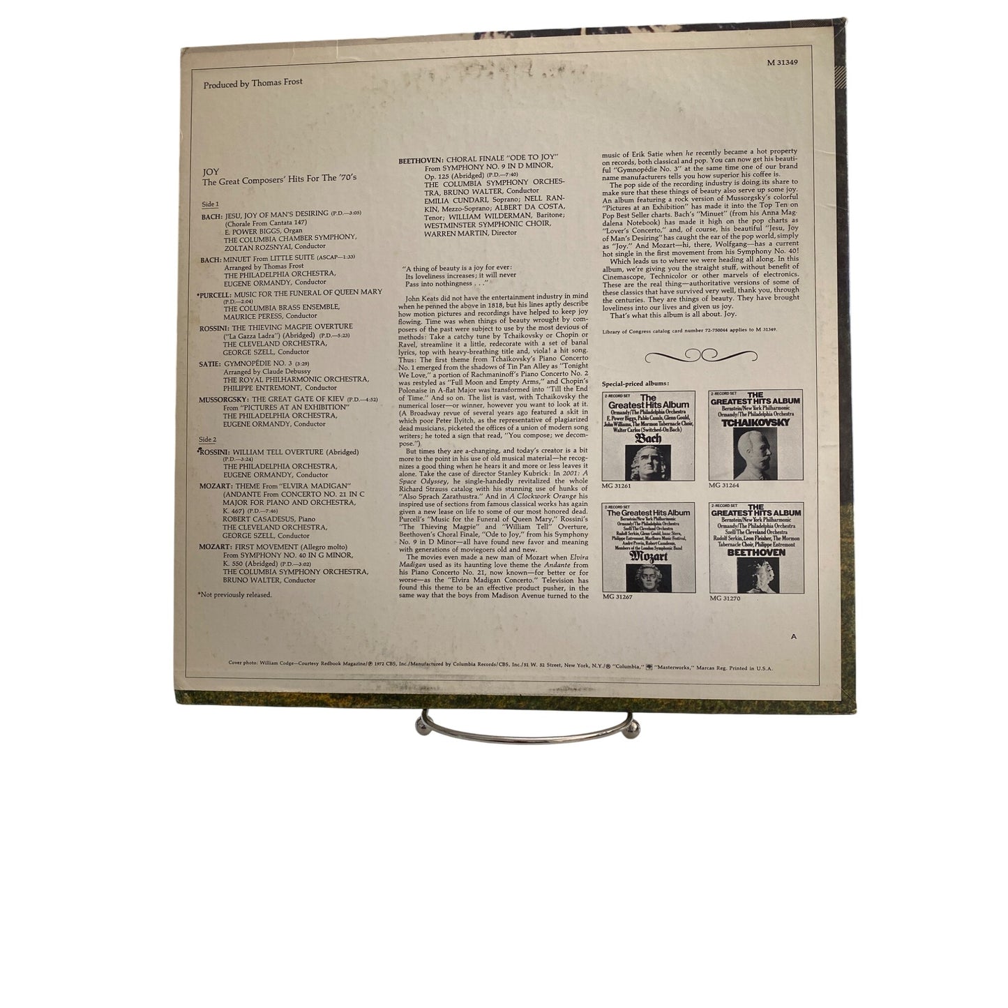 Joy The Great Composers Hits For The 70s Vinyl LP By Columbia Symphony Orchestra