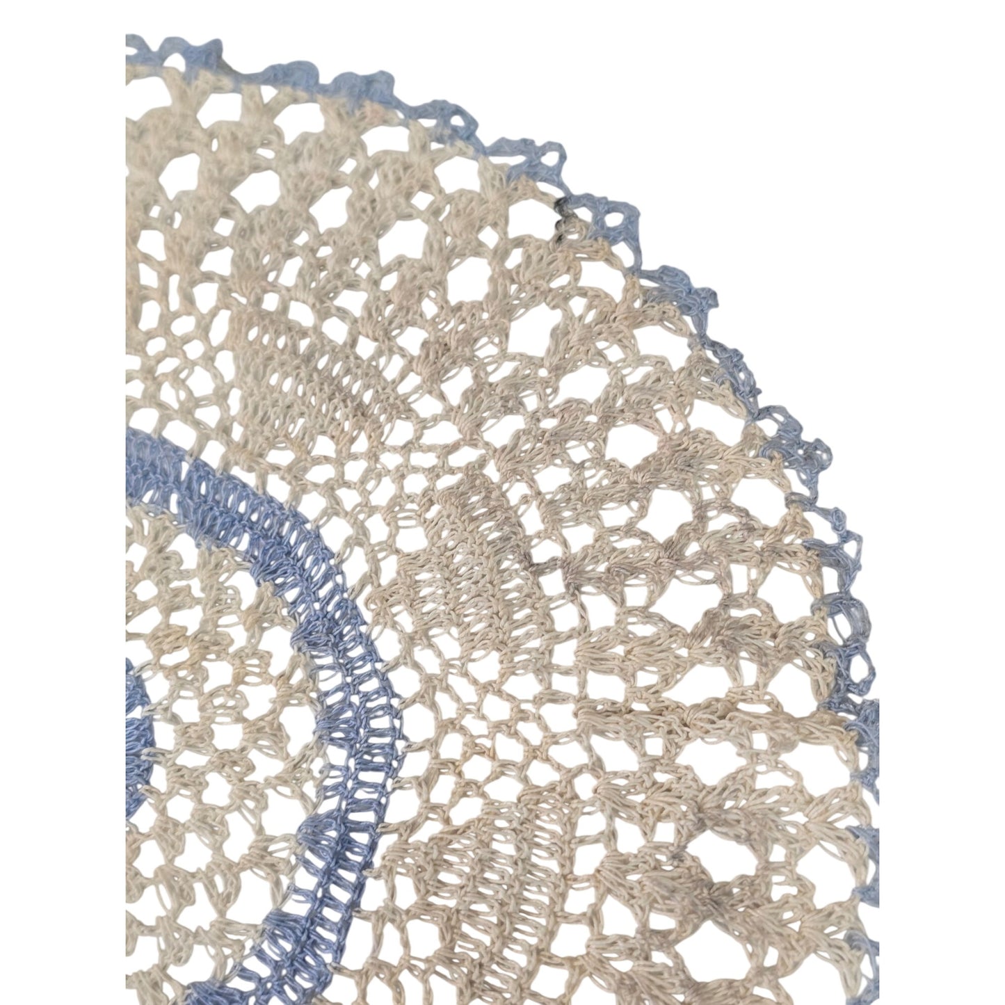 Handmade Beige & Blue Crochet Doily